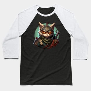 Japanese Warrior Kitty - Samaria Cat Baseball T-Shirt